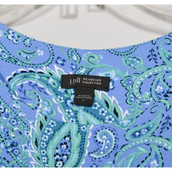 J. Jill Wearever Collection Blue Green Paisley Long Maxi Sun Dress Sz L - Picture 3 of 4